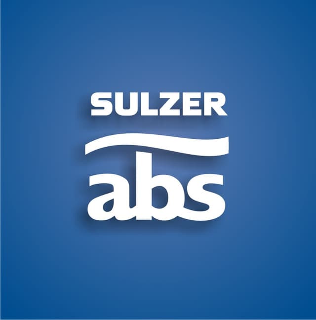 logo da sulzer abs em branco com fundo azul