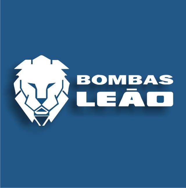 logo da bombas leão em branco fundo em azul