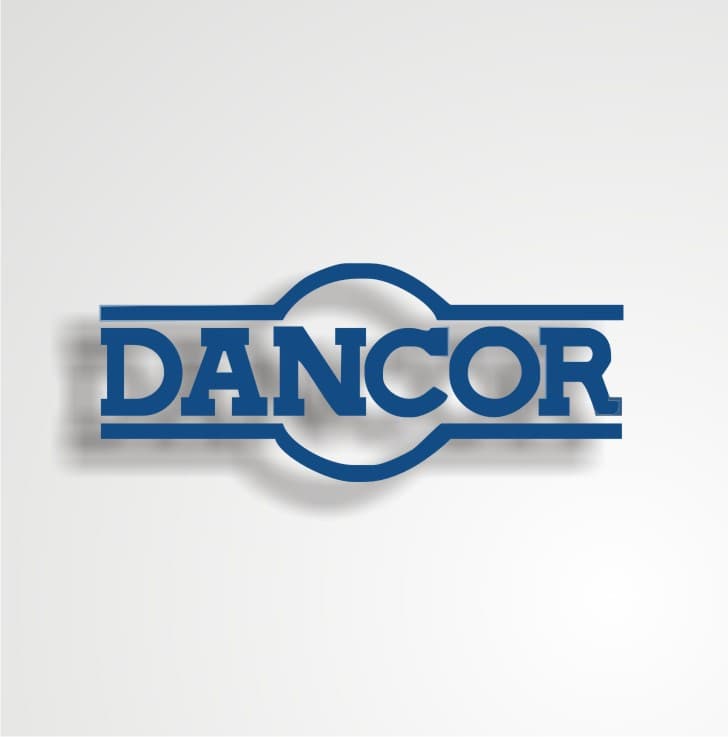 logo da Dancor em azul e fundo branco.