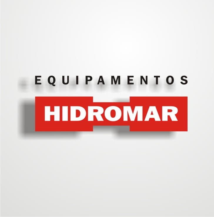 logo da Hidromar na faixa vermelha em fundo branco